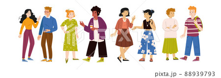 People talk, group of diverse characters speak 88939793