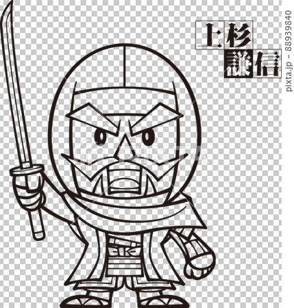 ゆるキャラっぽい上杉謙信【2頭身・白黒】 ゆるキャラっぽい上杉謙信【2頭身・白黒】 88939840