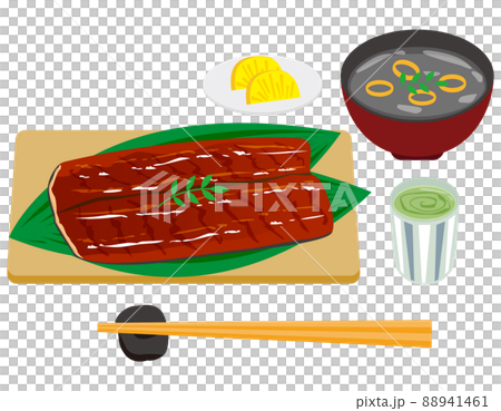 うなぎのかば焼き 定食 ベクターイラスト うなぎのかば焼き 定食 ベクターイラスト 88941461