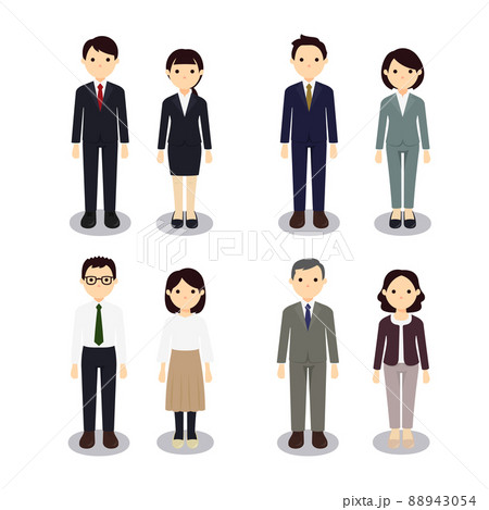 オフィスで働く人たちのイラストセットのイラスト素材