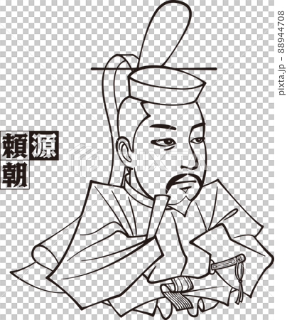 正装で座る征夷大将軍・源頼朝【3頭身・白黒】 88944708