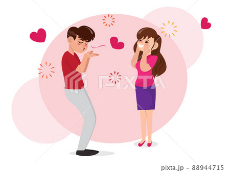 love, romantic dating Profile picture of happy young couple and lovers sending kisses. love, romantic dating Profile picture of happy young couple and lovers sending kisses. 88944715