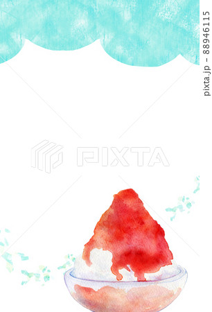 夏スイーツ　水彩フレーム　かき氷 88946115