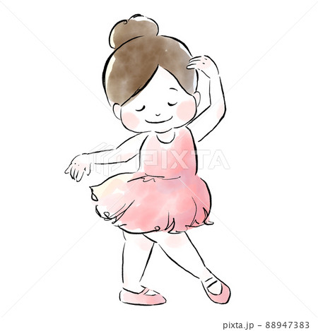 水彩風 バレエを踊る女の子のイラスト素材 [88947383] - PIXTA
