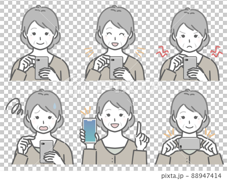 Elderly woman operating a smartphone 88947414