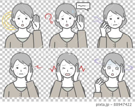 耳の調子が悪い高齢女性 88947422