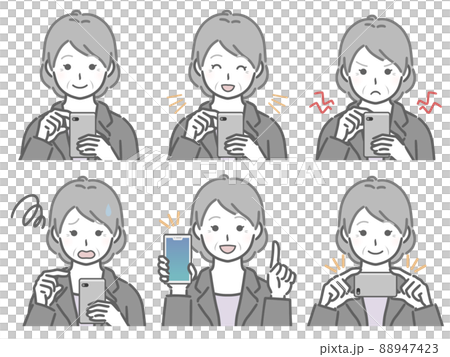 スマホを操作するスーツの高齢女性 88947423