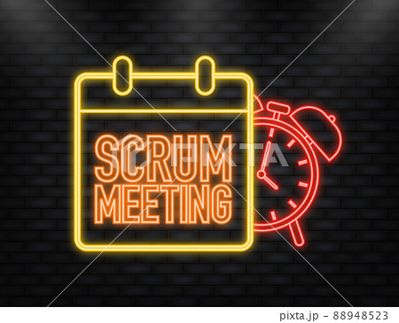 Neon Icon. Flat icon with scrum meeting. Project development illustration. Vector icon. 88948523