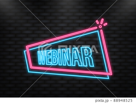 Neon Icon. Webinar blue button, icon. Vector design illustration 88948525