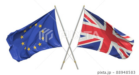 Flags of Britain and the European Union EU on white background. 3D rendering 88948583