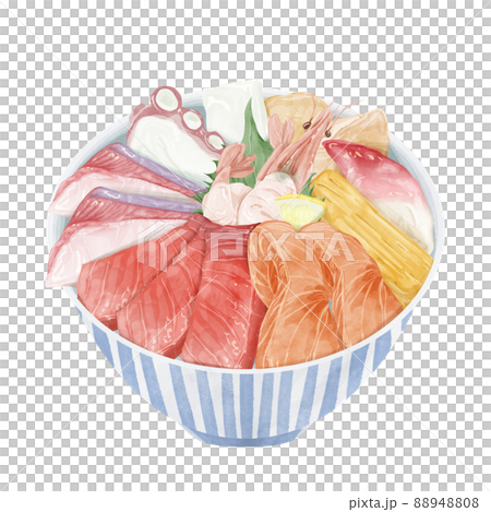 Hand-painted watercolor illustration of seafood bowl Hand-painted watercolor illustration of seafood bowl 88948808