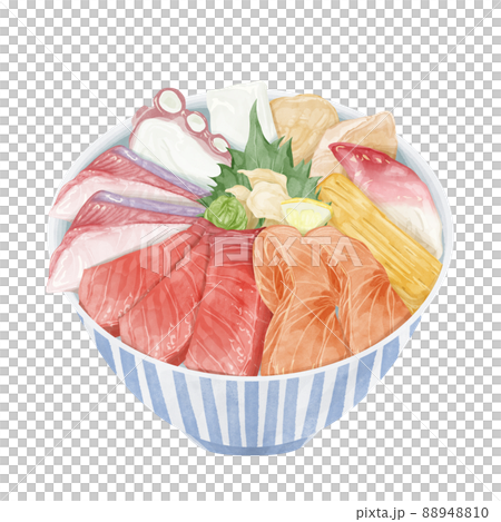 Hand-painted watercolor illustration of seafood bowl Hand-painted watercolor illustration of seafood bowl 88948810