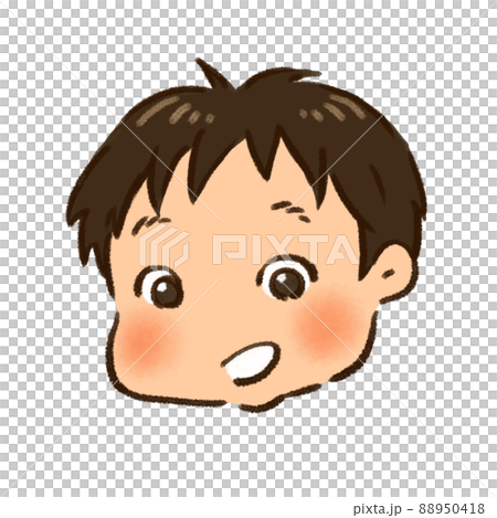 口を開けて微笑んでいる男の子の顔 88950418