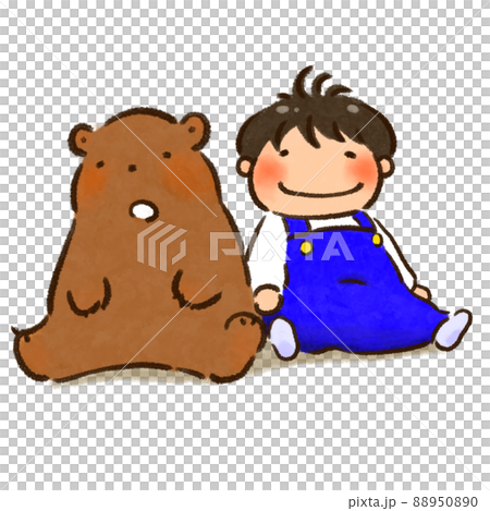 Sitting child and bear 88950890