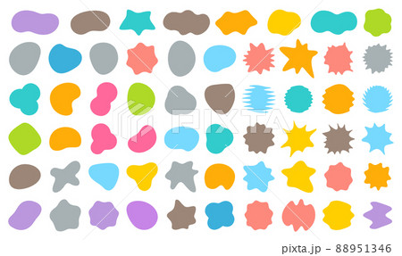 Bloobs shape collection, random abstract stains, color bubble silhouette, irregular liquid shape set, organic wavy fluid, art spot for background, comic speech bubble, vector illustration 88951346