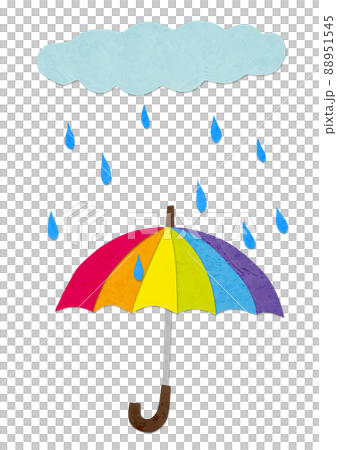 虹色の傘と雨　ペーパークラフト 88951545