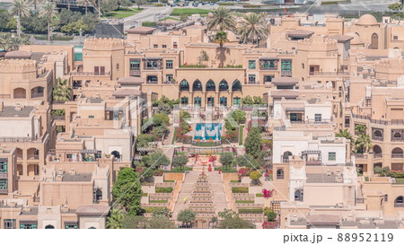 Aerial view to traditional houses of old town island timelapse from above. 88952119