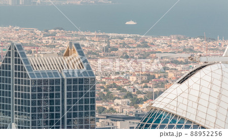 Aerial view of apartment houses and villas in Dubai city timelapse, United Arab Emirates Aerial view of apartment houses and villas in Dubai city timelapse, United Arab Emirates 88952256