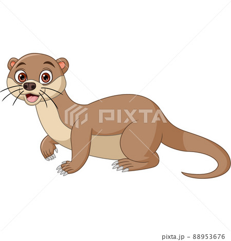 Cute otter cartoon on white background 88953676
