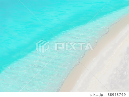 エメラルドグリーンの海と砂浜　リゾート　色薄め 88953749