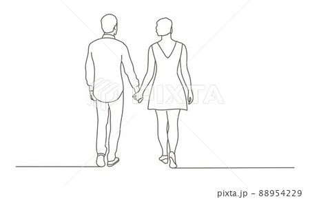 Man and woman, couple in love walking and holding hands. 88954229