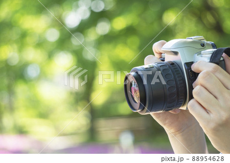 自然の中で写真撮影をする女性 88954628
