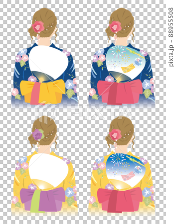 A woman in a yukata, back (4 types) A woman in a yukata, back (4 types) 88955508