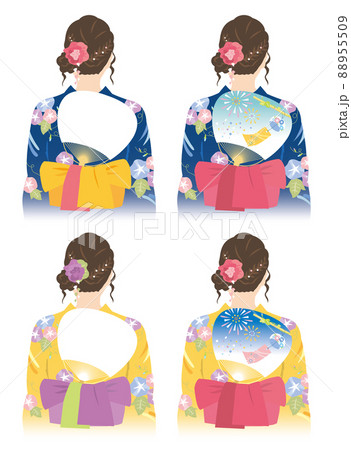 浴衣姿の女性 後ろ姿(4種) 浴衣姿の女性 後ろ姿(4種) 88955509