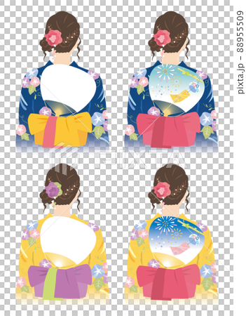 浴衣姿の女性 後ろ姿(4種) 浴衣姿の女性 後ろ姿(4種) 88955509