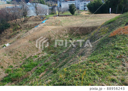 杉山城跡、二の郭から通路と外郭を見下ろす【埼玉県嵐山町】 88956243