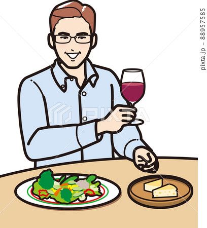 ワインを飲む男性 88957585