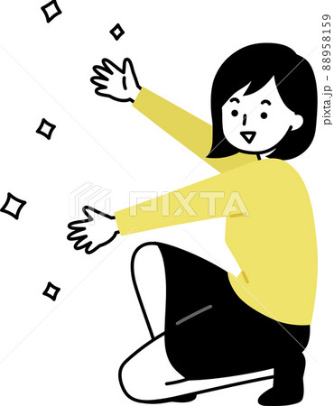大人の女性 応援、歓迎するポーズ 左向き 大人の女性 応援、歓迎するポーズ 左向き 88958159
