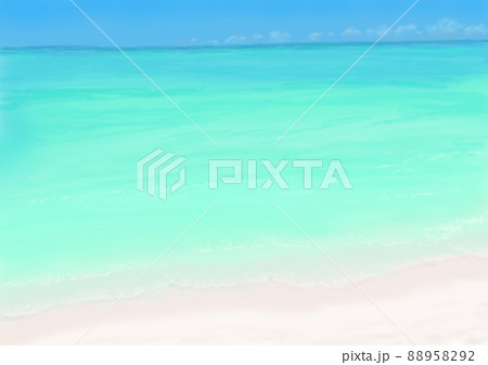 エメラルドグリーンの海と砂浜　リゾート　背景素材　色薄め 88958292