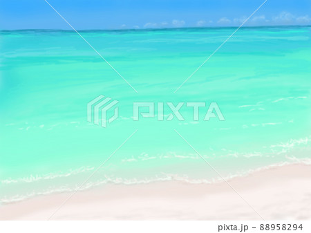 エメラルドグリーンの海と砂浜　リゾート　背景素材 88958294