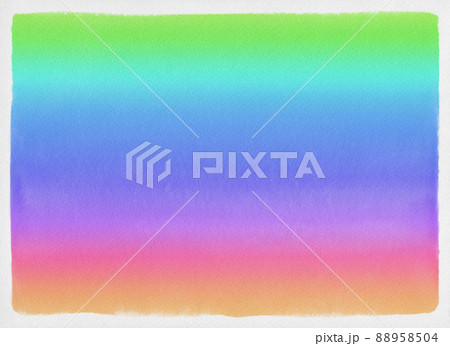 水彩の滲みを表現した、手描きの虹色グラデーション 88958504
