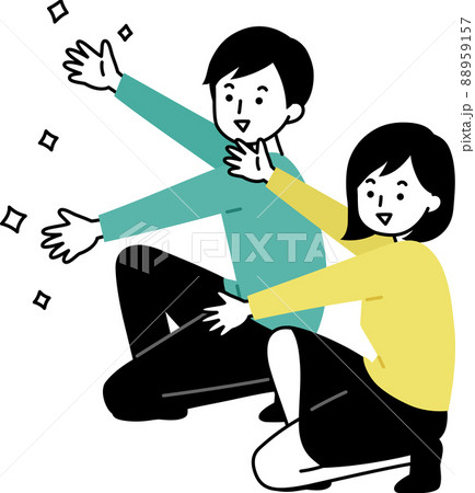 褒め称える大人の男性と女性　左向き 88959157