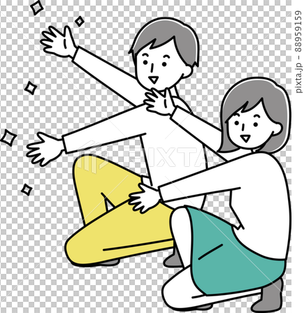 成年男性和女性讚美左向線條 88959159