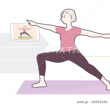 オンライン　フィットネス　ヨガ　女性 88959169