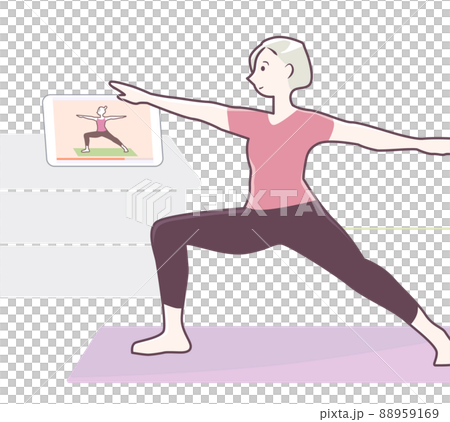 オンライン　フィットネス　ヨガ　女性 88959169