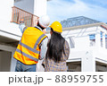Engineer team work planning in construction site,Construction Contractors building a new home. 88959755