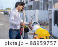 Engineers group consult construction on site building working at construction site. 88959757