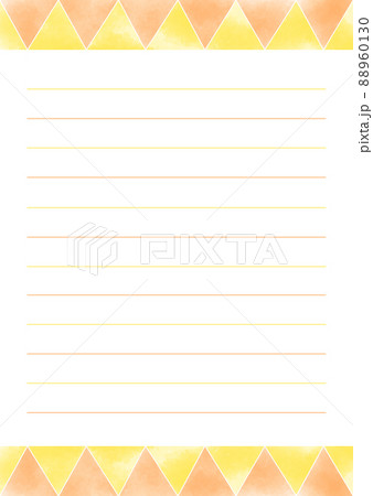 三角モチーフの便箋(背景) 黄色 オレンジ 罫線 88960130