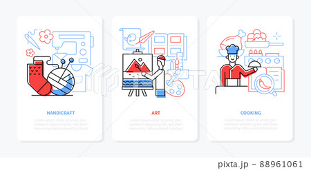 Hobbies and art - line design style banners set 88961061