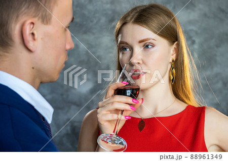 girl drinking red wine girl drinking red wine 88961349