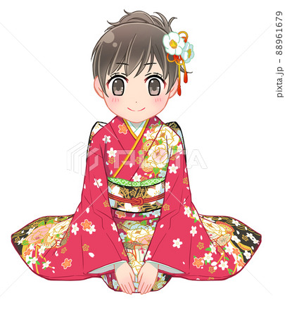 振袖の女性_浅礼(主線色付き) 88961679