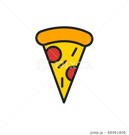 Pizza slice icon. Fast food and bakery isolated line color icons Pizza slice icon. Fast food and bakery isolated line color icons 88961806