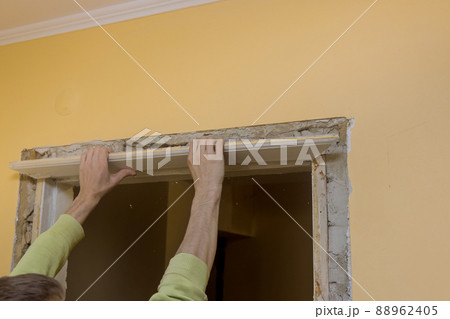 Apartment redevelopment work with the removing dismantled old interior door Apartment redevelopment work with the removing dismantled old interior door 88962405