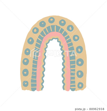 Vector Baby Pastel Rainbow. Cute Nursery Doodle Illustration. Hand Drawn Design Element for Scandinavian Wallpaper and Kids Print. 88962938