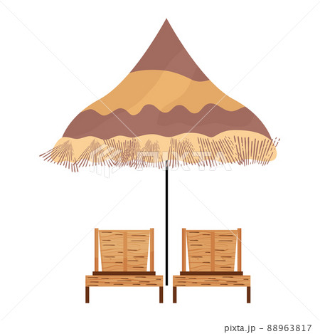 Isolated beach chairs with umbrella Vector 88963817