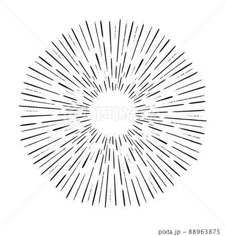 Light rays sunburst, hand drawn retro Sunbeam, grunge explosion element. Vintage linear radial design frame.  88963875